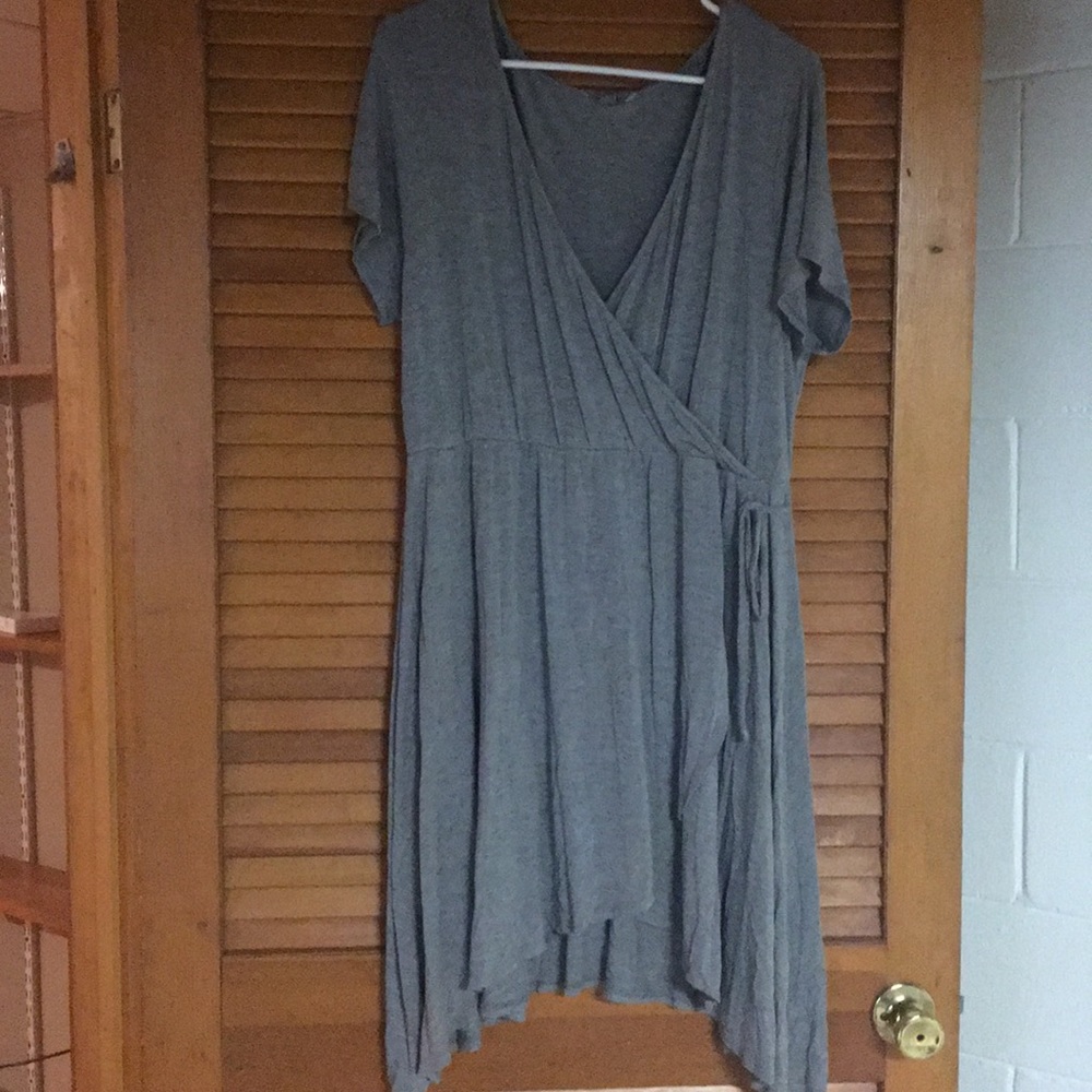 Faux gray wrap dress